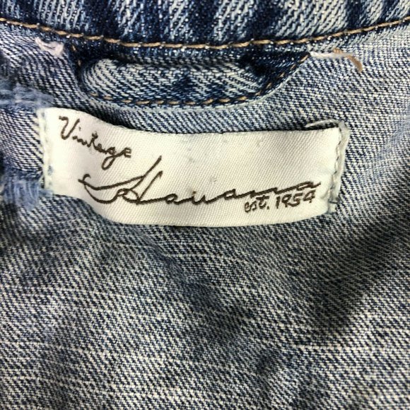 Vintage Havanna Distressed Sleeveless Denim Vest Jacket Style Hood Size S - Picture 8 of 10